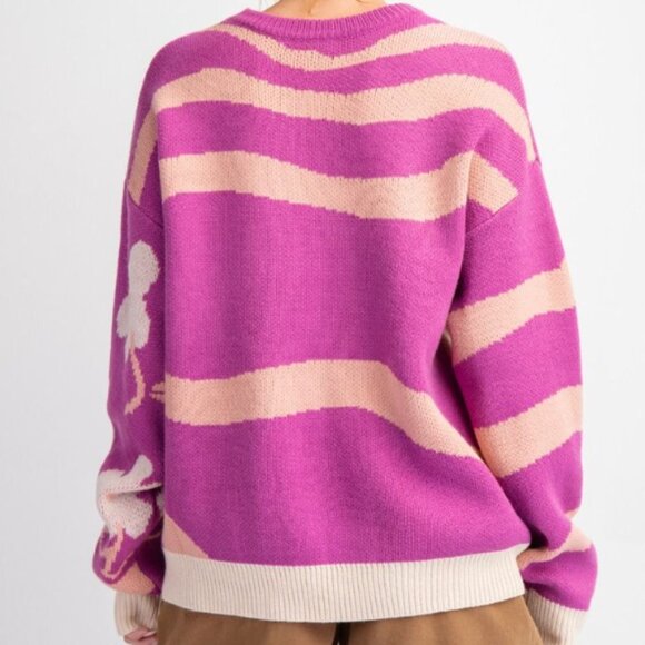 058.WAVE PATTERNED KNIT SWEATER TOP - Picture 4 of 4